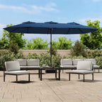 vidaXL Doppel-Sonnenschirm mit LED-Leuchten Azurblau 449x265 cm