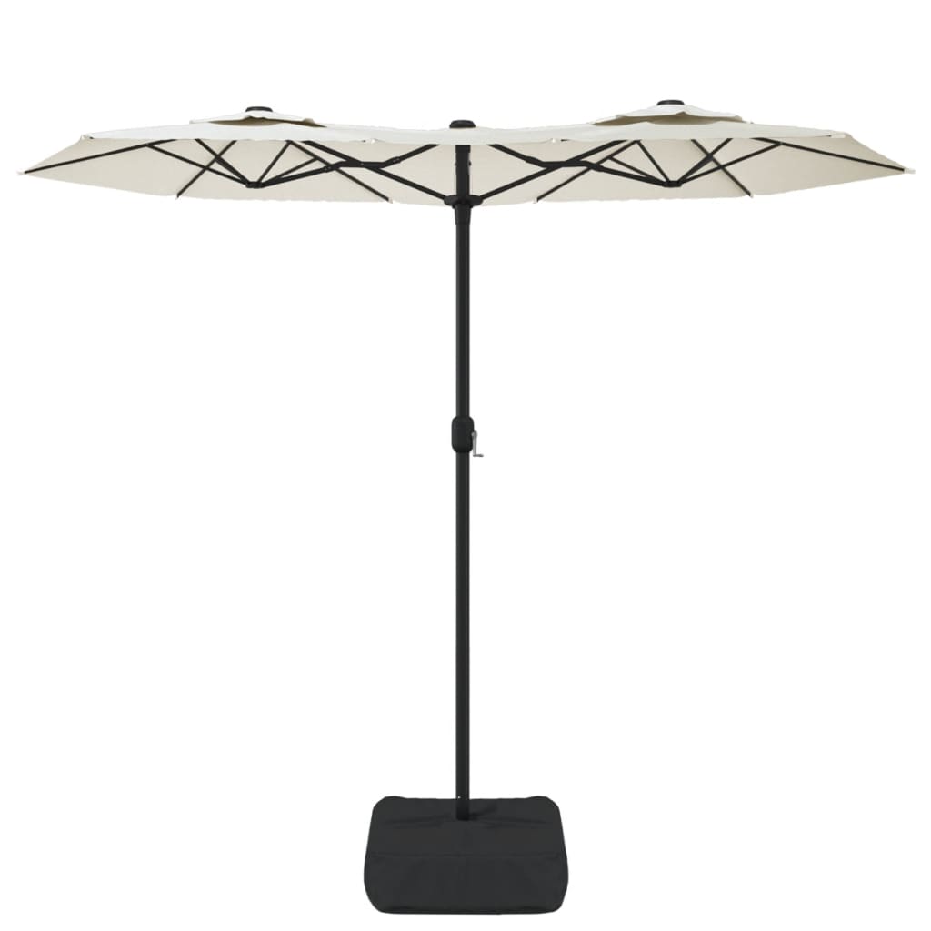 vidaXL Doppel-Sonnenschirm Sandweiß 316x145 cm