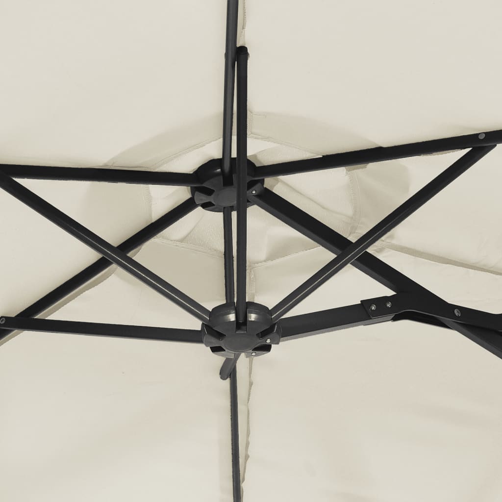 vidaXL Doppel-Sonnenschirm Sandweiß 316x145 cm