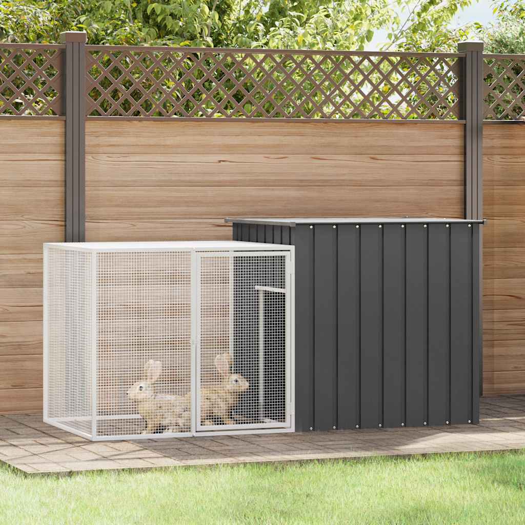 vidaXL Kaninchenkäfig Anthrazit 200x91x100 cm Verzinkter Stahl