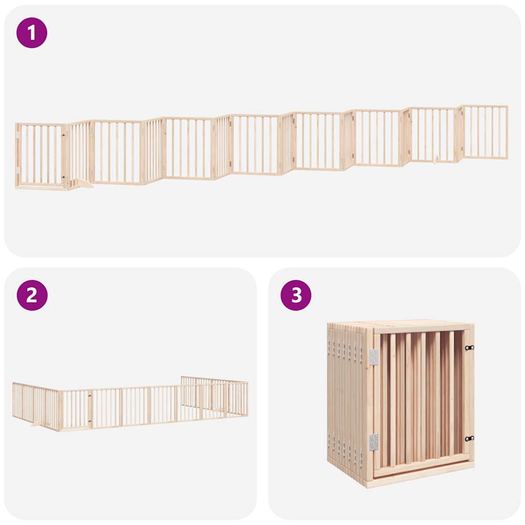 vidaXL 15-tlg. Hundetor mit Tür Faltbar 750 cm Pappelholz