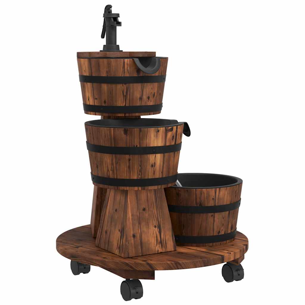 vidaXL Gartenbrunnen mit Rollen und Pumpe 55x55x80 cm Massivholz Tanne