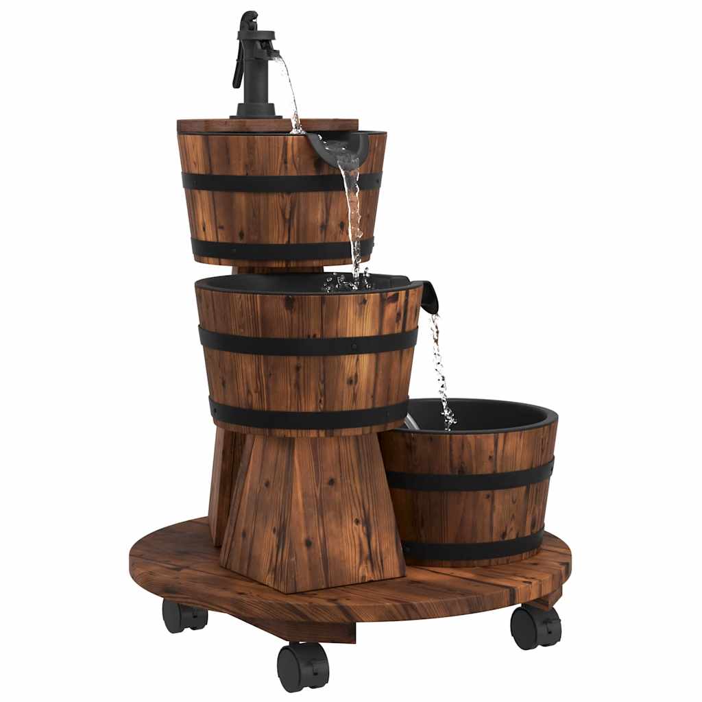 vidaXL Gartenbrunnen mit Rollen und Pumpe 55x55x80 cm Massivholz Tanne