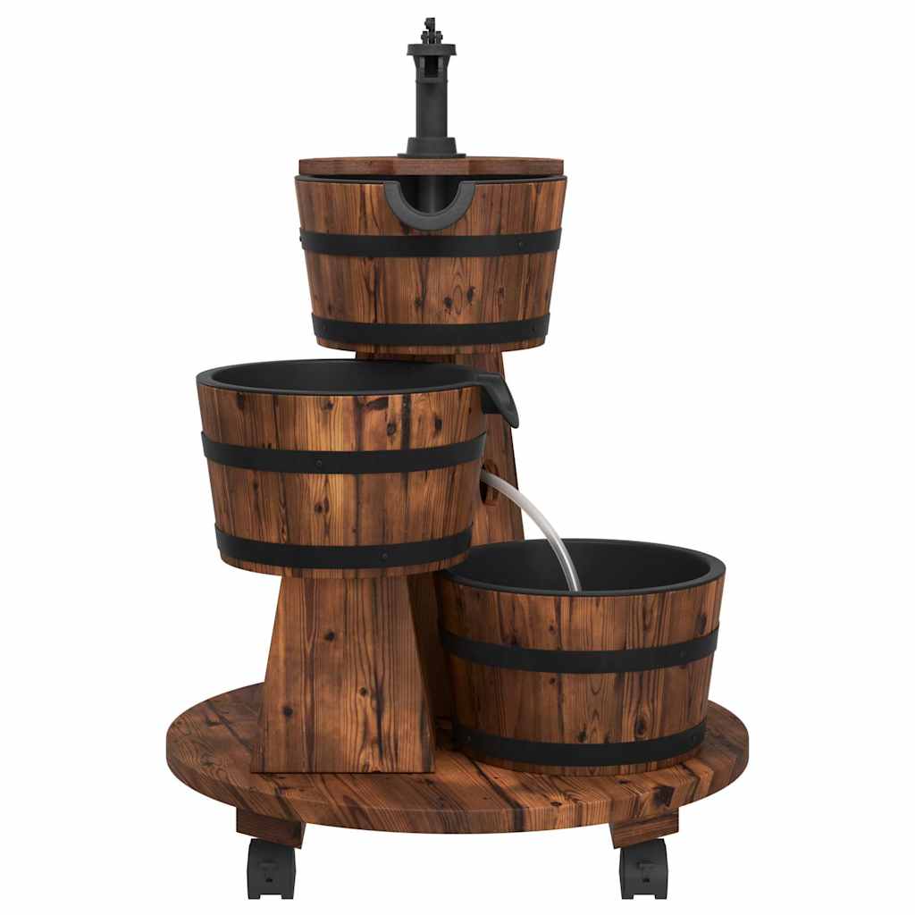 vidaXL Gartenbrunnen mit Rollen und Pumpe 55x55x80 cm Massivholz Tanne