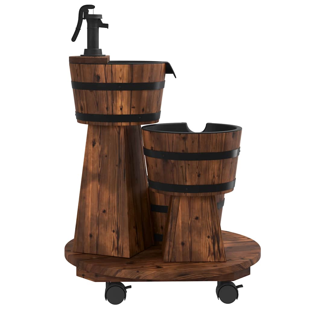 vidaXL Gartenbrunnen mit Rollen und Pumpe 55x55x80 cm Massivholz Tanne