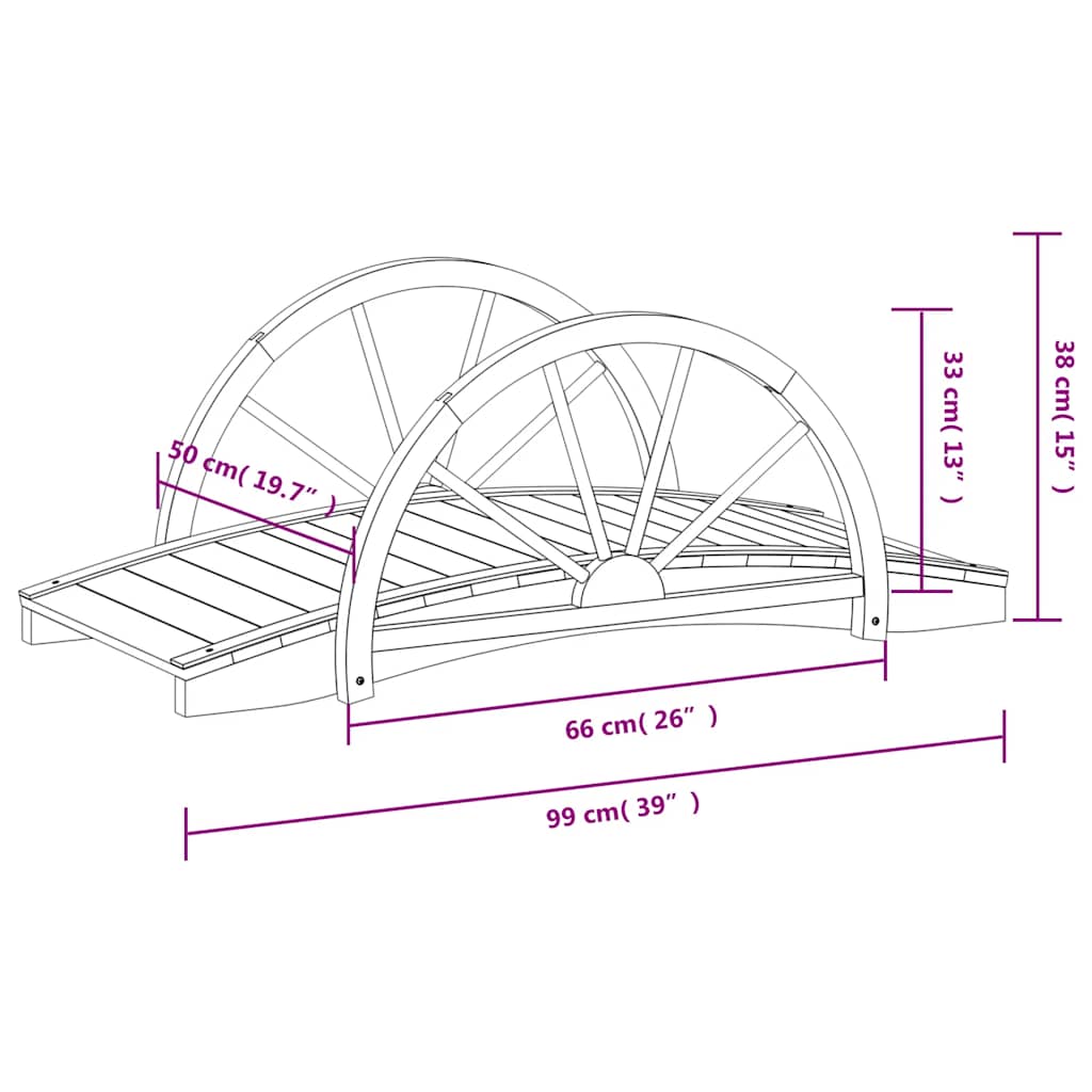vidaXL Gartenbrücke mit Rad-Design 99x50x38 cm Massivholz Tanne