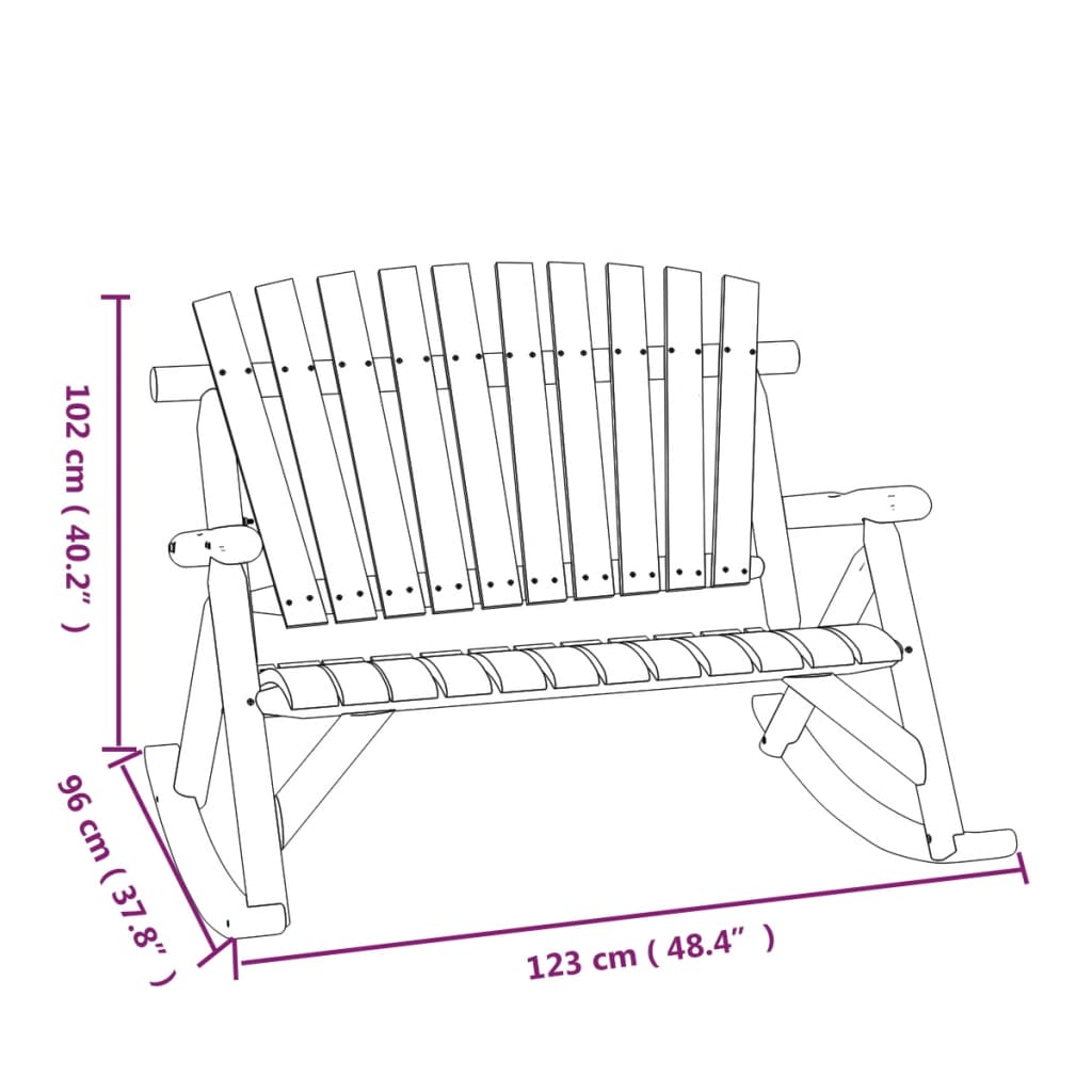 vidaXL Garten-Schaukelbank 2-Sitzer 123x96x102 cm Massivholz Fichte