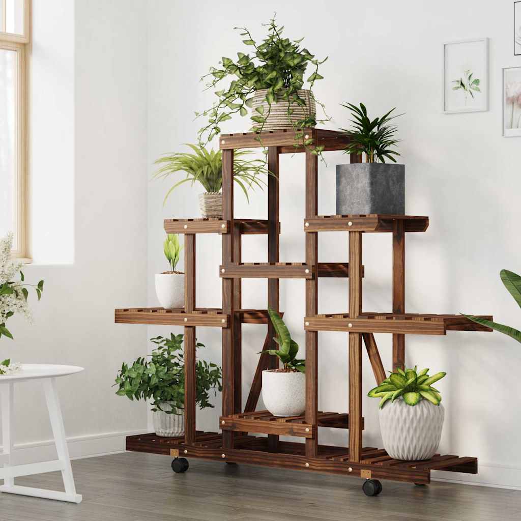 vidaXL Blumenständer mit Rollen 110x25x101 cm Massivholz Tanne