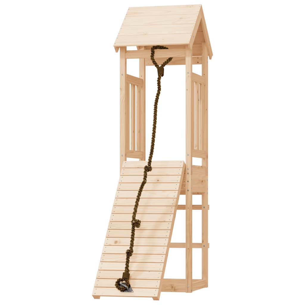 vidaXL Spielturm mit Kletterwand Massivholz Kiefer