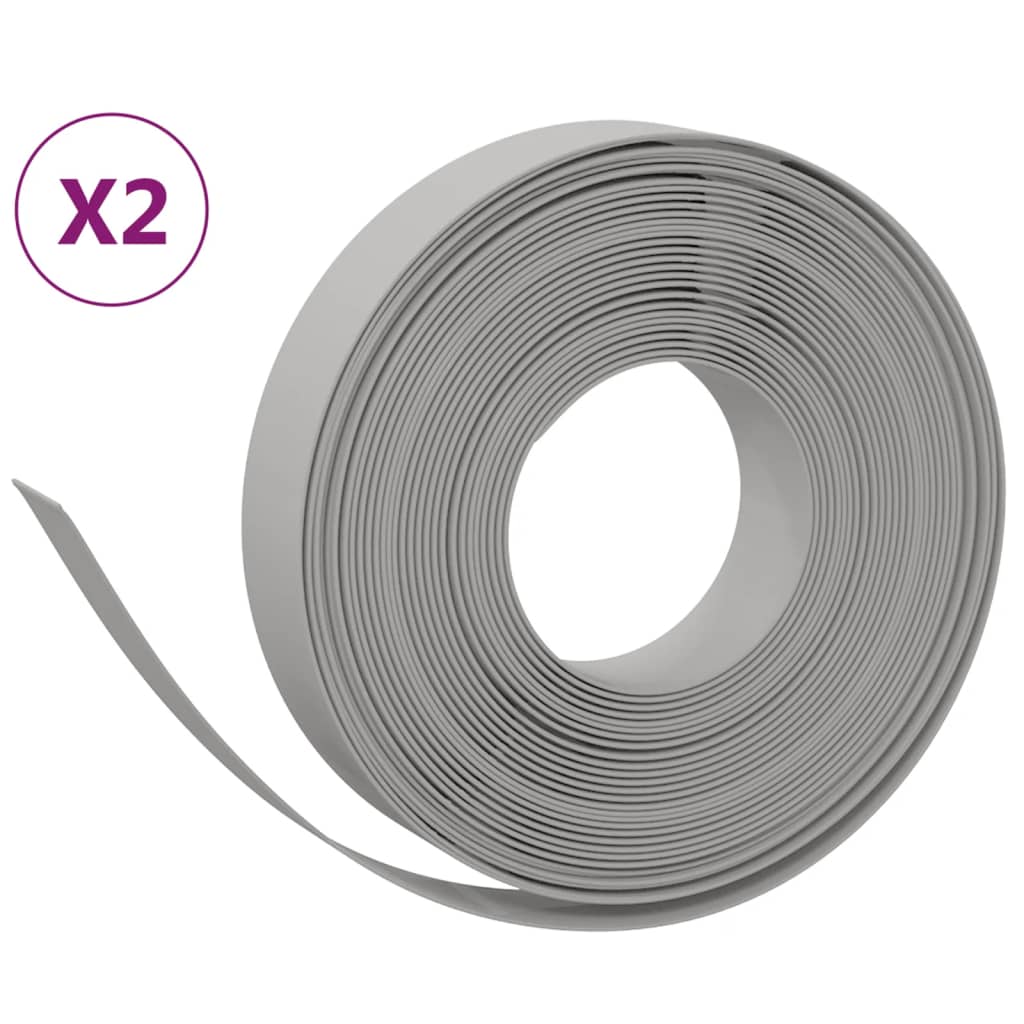 vidaXL Rasenkanten 2 Stk. Grau 10 m 10 cm Polyethylen