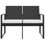 vidaXL Gartenbank 2-Sitzer mit Kissen Schwarz PP-Rattan