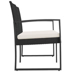 vidaXL Gartenbank 2-Sitzer mit Kissen Schwarz PP-Rattan