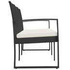 vidaXL Gartenbank 3-Sitzer mit Kissen Schwarz PP-Rattan
