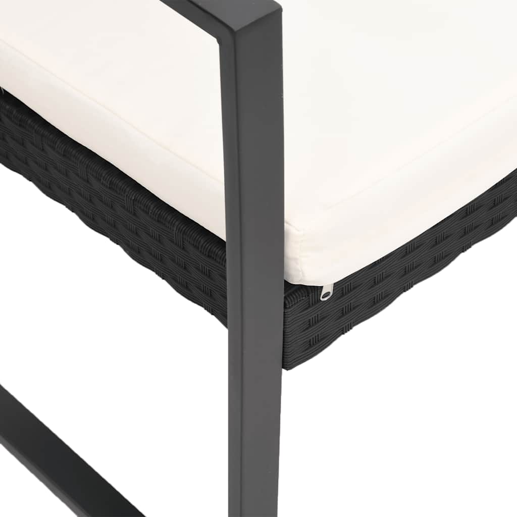 vidaXL Gartenbank 3-Sitzer mit Kissen Schwarz PP-Rattan