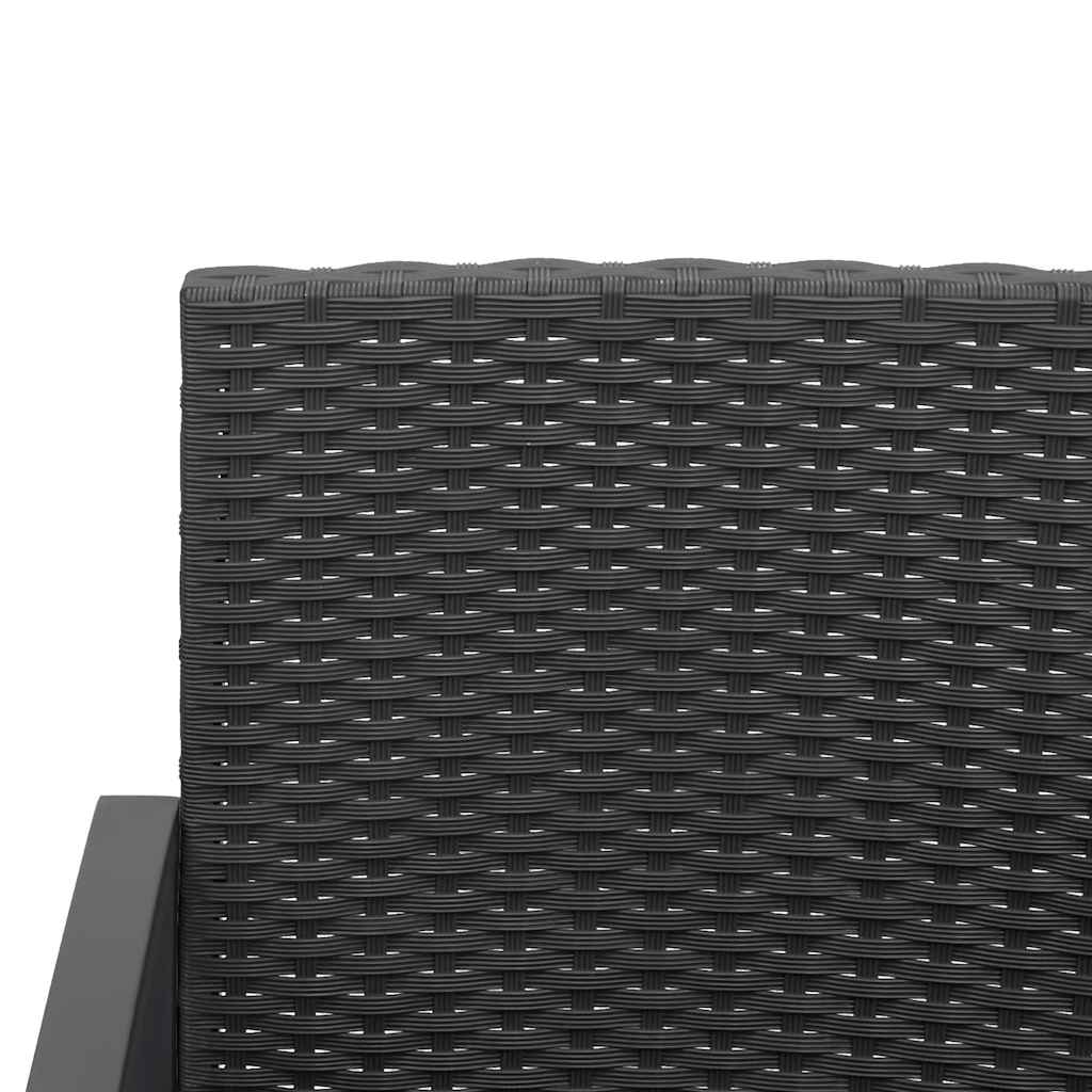 vidaXL Gartenbank 3-Sitzer mit Kissen Schwarz PP-Rattan