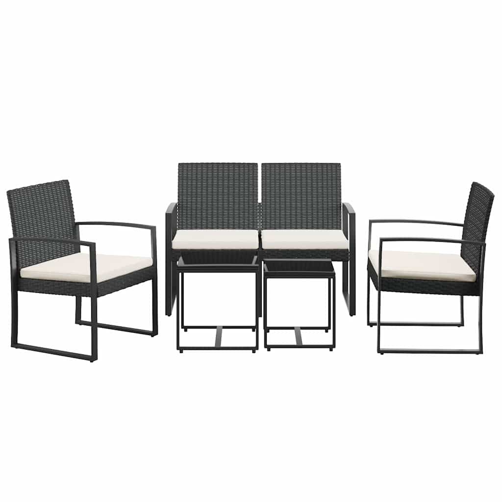 vidaXL 5-tlg. Garten-Essgruppe mit Kissen Schwarz PP-Rattan