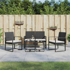 vidaXL 5-tlg. Garten-Essgruppe mit Kissen Schwarz PP-Rattan