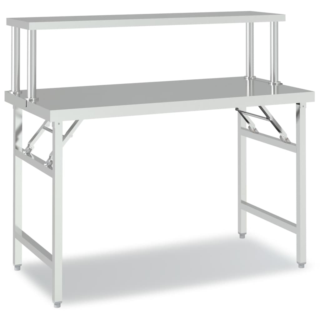 vidaXL Küchen-Arbeitstisch mit Aufsatzboard 120x60x115 cm Edelstahl