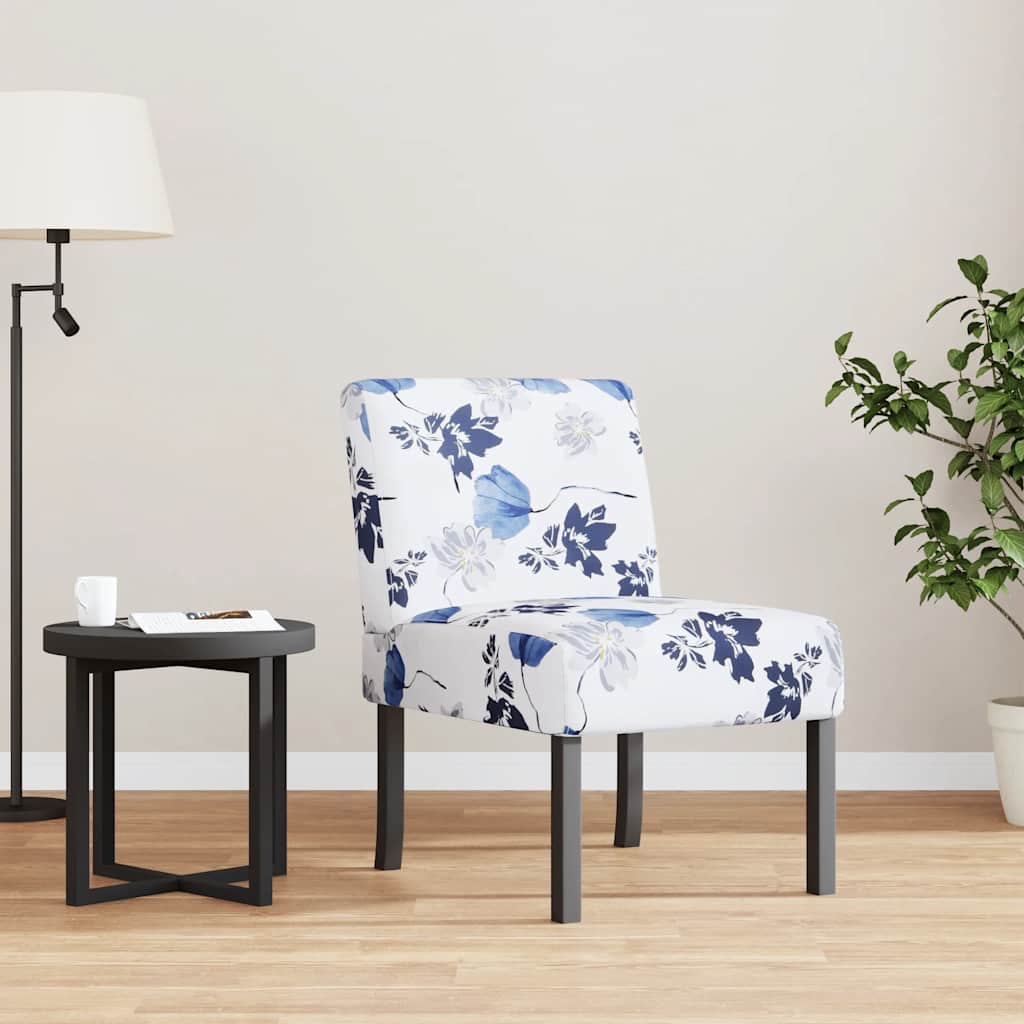vidaXL Polsterstuhl Blau Blumenmuster Stoff