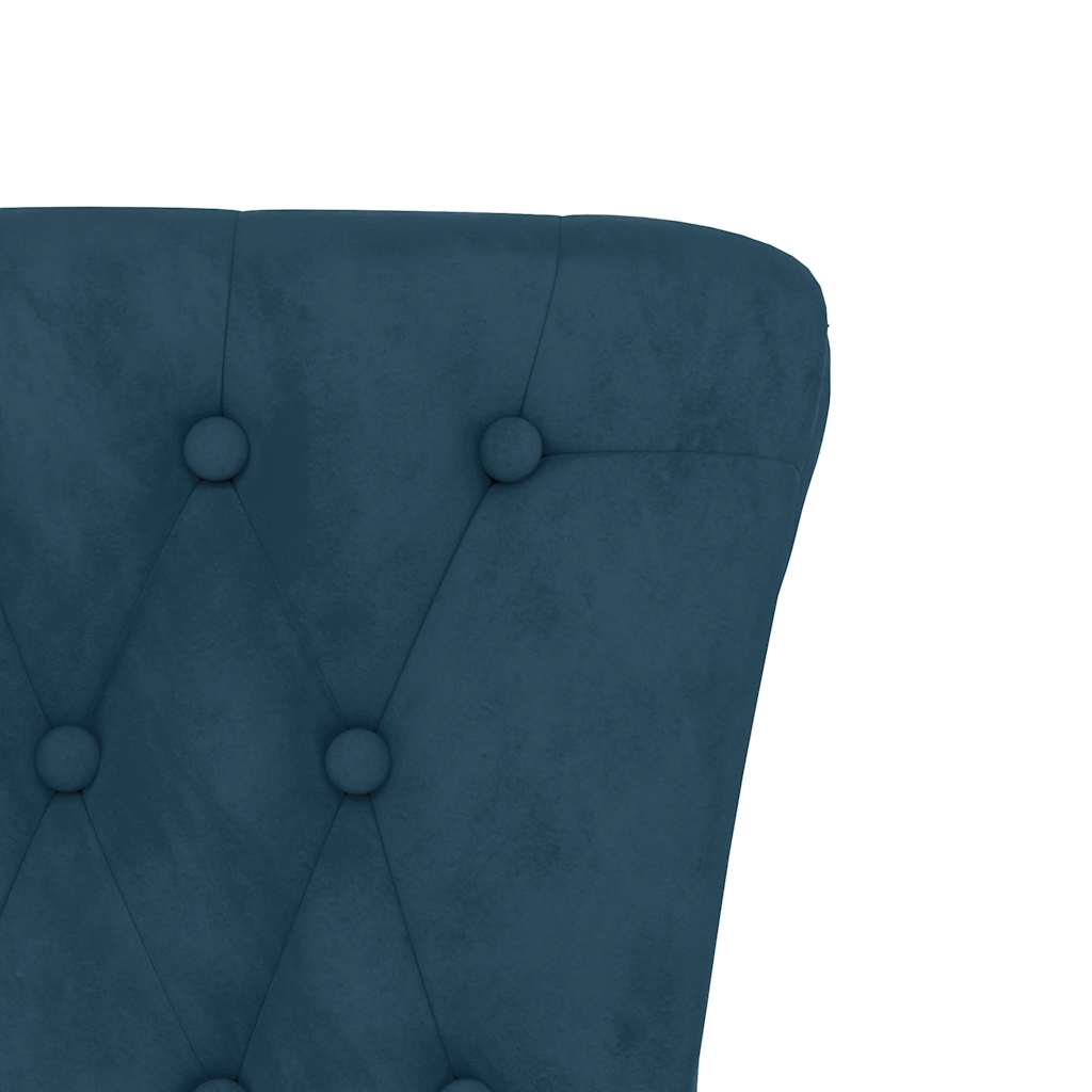 vidaXL Polsterstuhl mit Hoher Rückenlehne Blau Samt Knopfheftung