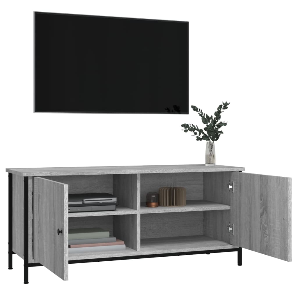 vidaXL TV-Schrank mit Türen Grau Sonoma 102x35x45 cm Holzwerkstoff