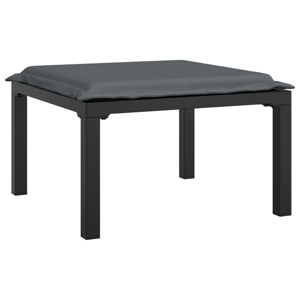 vidaXL Gartenhocker mit Kissen Schwarz und Grau Poly Rattan