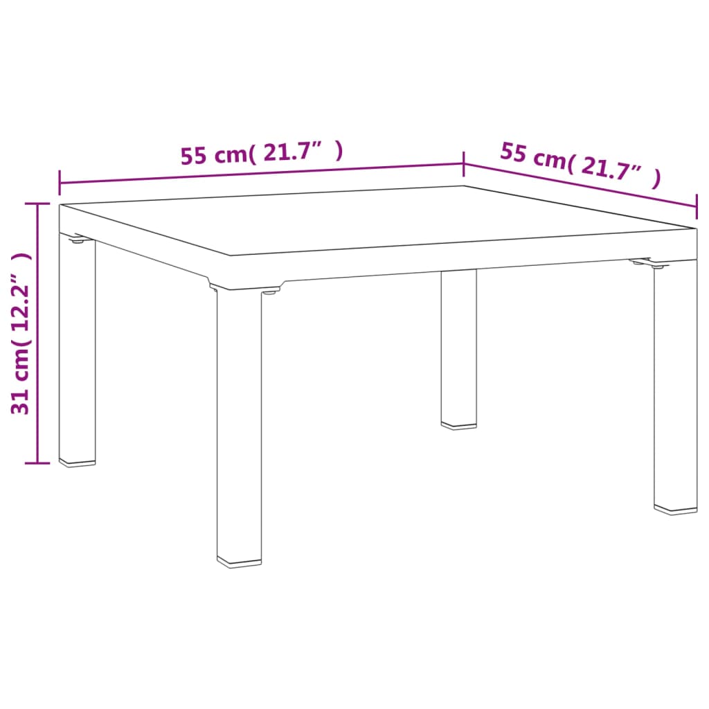vidaXL Garten-Couchtisch Grau 55x55x31 cm DPC und Stahl