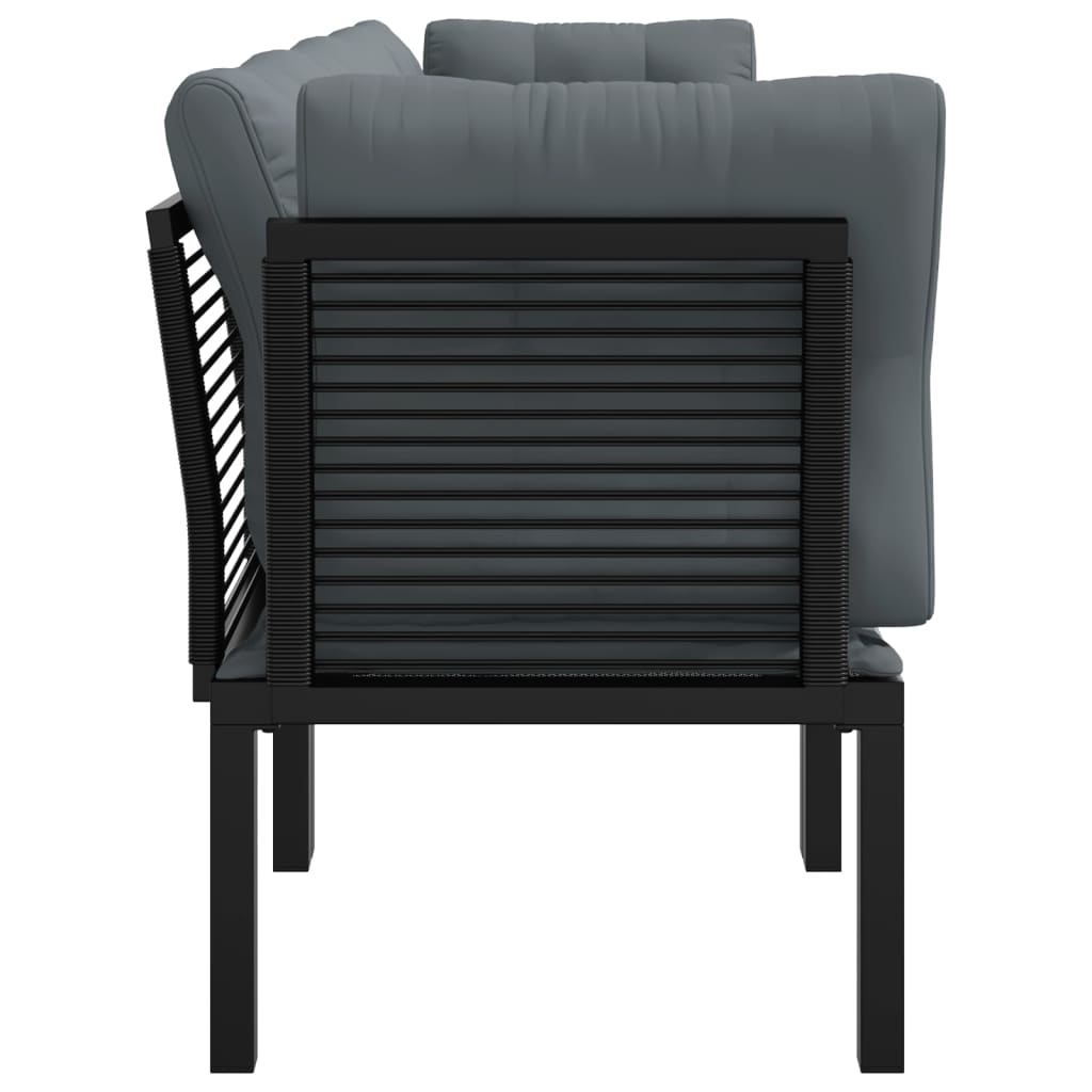 vidaXL 4-tlg. Garten-Lounge-Set Schwarz und Grau Poly Rattan