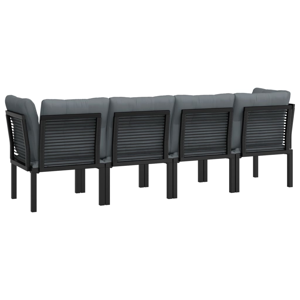 vidaXL 4-tlg. Garten-Lounge-Set Schwarz und Grau Poly Rattan