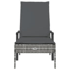 vidaXL Sonnenliege mit Auflage Grau Poly Rattan