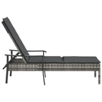 vidaXL Sonnenliege mit Auflage Grau Poly Rattan