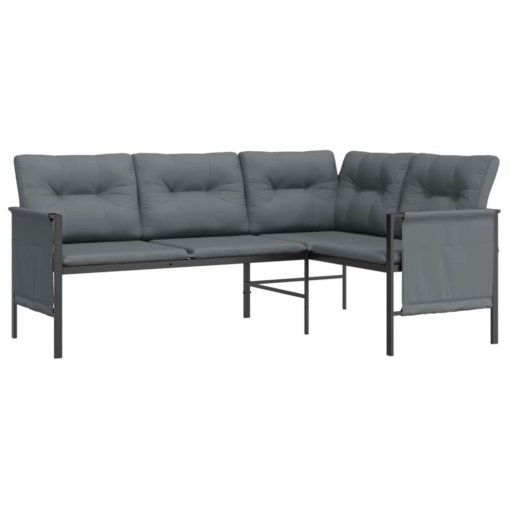vidaXL Garten-Ecksofa Anthrazit Stahl und Textilene