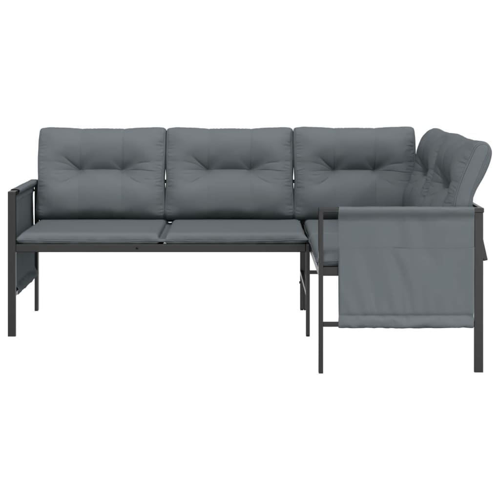 vidaXL Garten-Ecksofa Anthrazit Stahl und Textilene