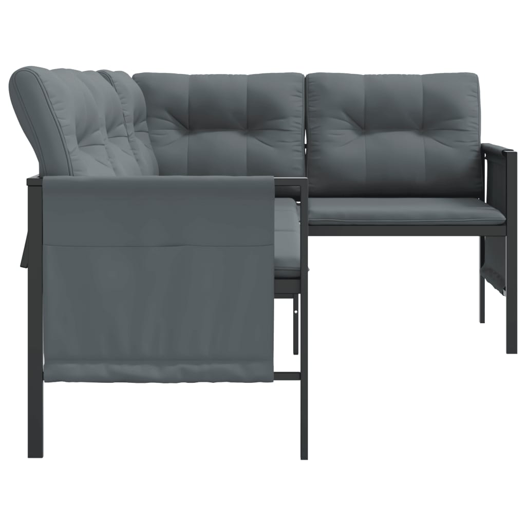 vidaXL Garten-Ecksofa Anthrazit Stahl und Textilene