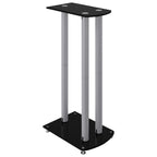 vidaXL Lautsprecher-Ständer 2 Stk. Schwarz & Silbern Hartglas 3 Säulen