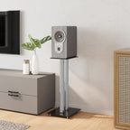 vidaXL Lautsprecher-Ständer 2 Stk. Schwarz & Silbern Hartglas 2 Säulen