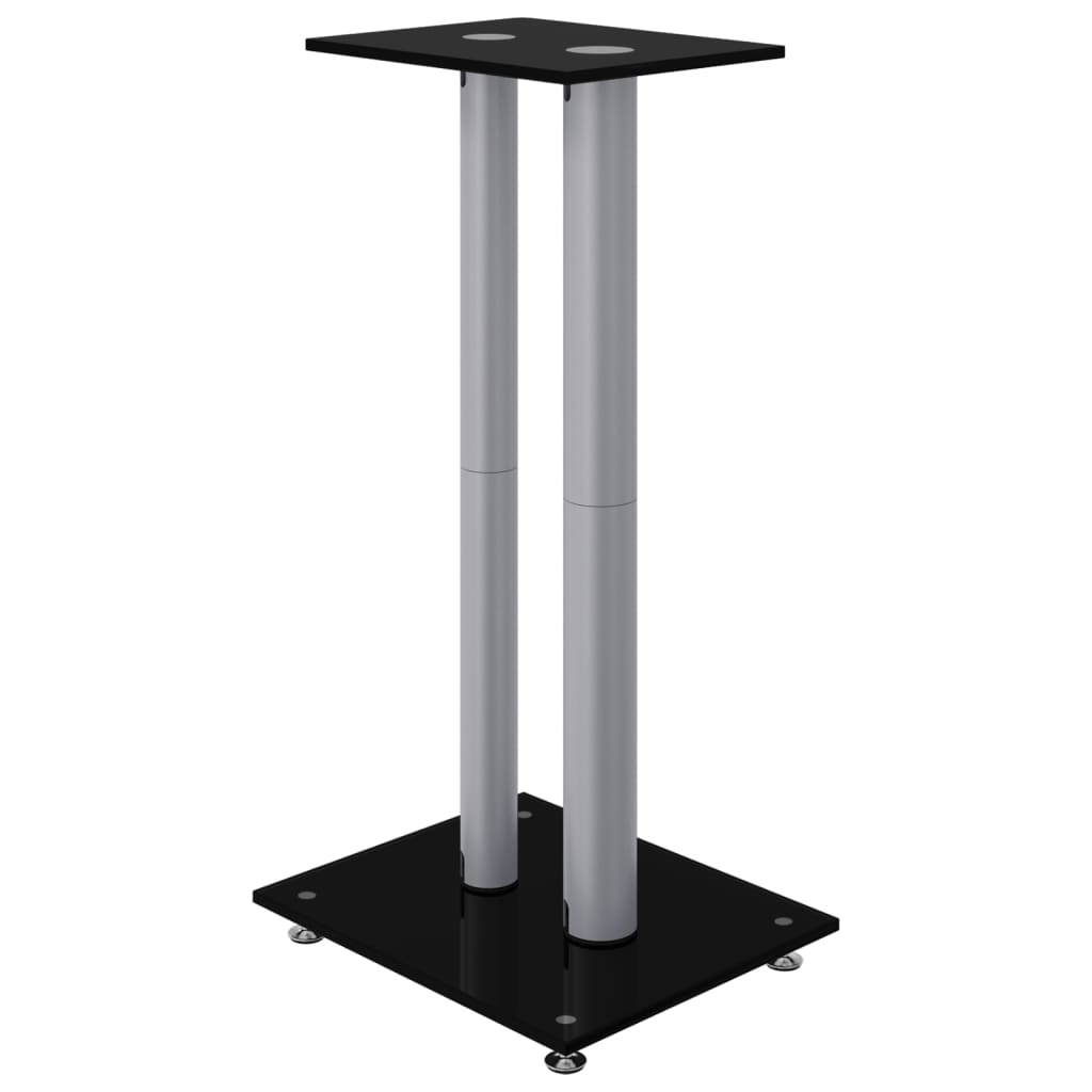 vidaXL Lautsprecher-Ständer 2 Stk. Schwarz & Silbern Hartglas 2 Säulen
