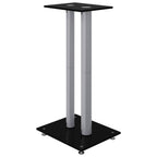 vidaXL Lautsprecher-Ständer 2 Stk. Schwarz & Silbern Hartglas 2 Säulen