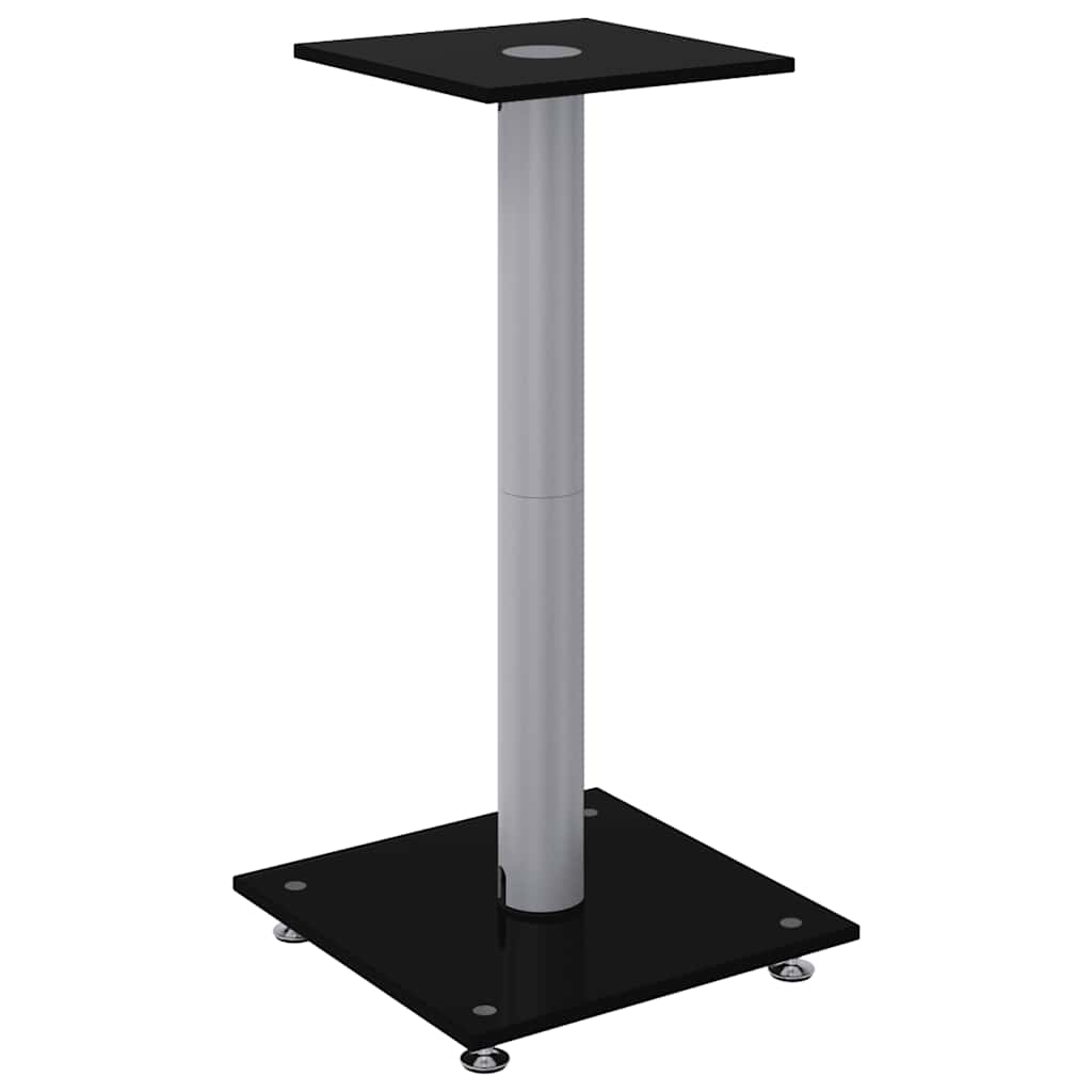 vidaXL Lautsprecher-Ständer 2 Stk. Schwarz & Silbern Hartglas 1 Säule
