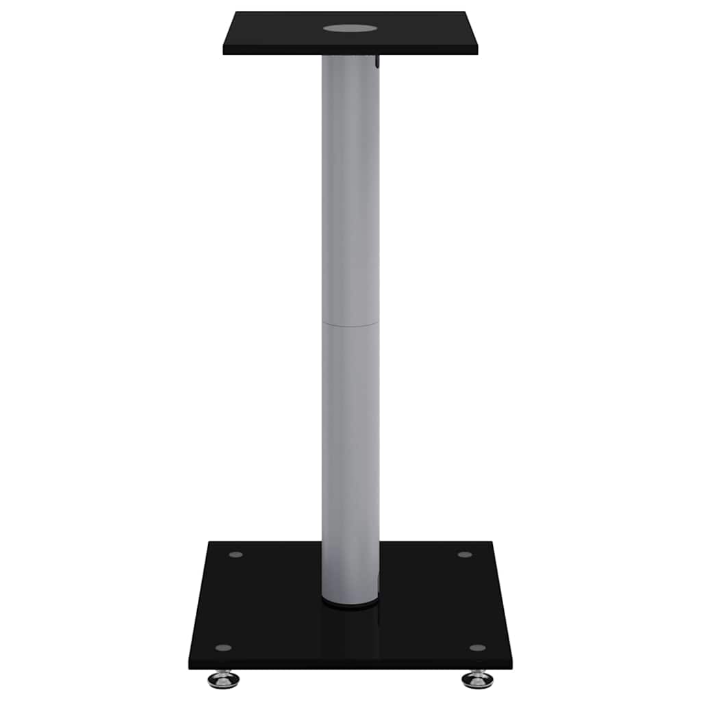 vidaXL Lautsprecher-Ständer 2 Stk. Schwarz & Silbern Hartglas 1 Säule