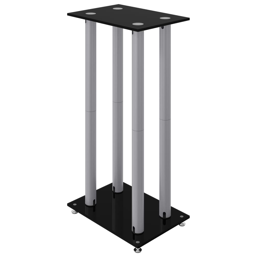 vidaXL Lautsprecher-Ständer 2 Stk. Schwarz & Silbern Hartglas 4 Säulen
