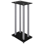 vidaXL Lautsprecher-Ständer 2 Stk. Schwarz & Silbern Hartglas 4 Säulen