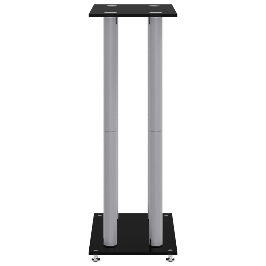 vidaXL Lautsprecher-Ständer 2 Stk. Schwarz & Silbern Hartglas 4 Säulen