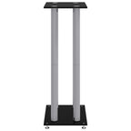 vidaXL Lautsprecher-Ständer 2 Stk. Schwarz & Silbern Hartglas 4 Säulen