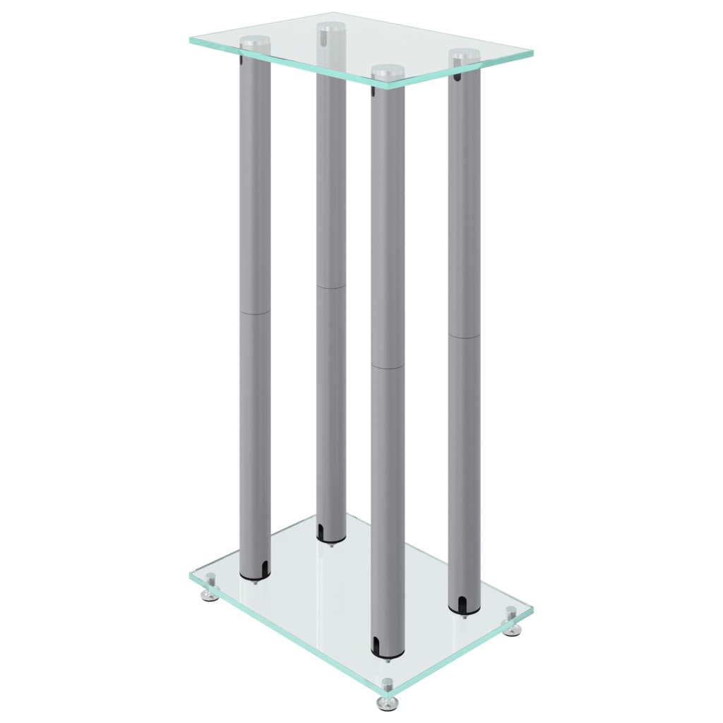vidaXL Lautsprecher-Ständer 2 Stk. Silbern Hartglas 4 Säulen