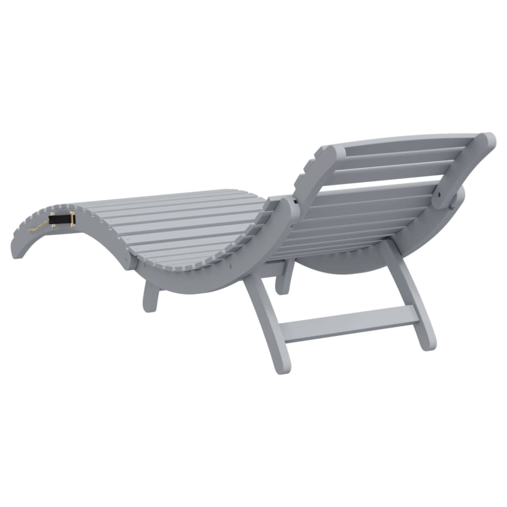 vidaXL Sonnenliege Grau 184x55x64 cm Massivholz Akazie