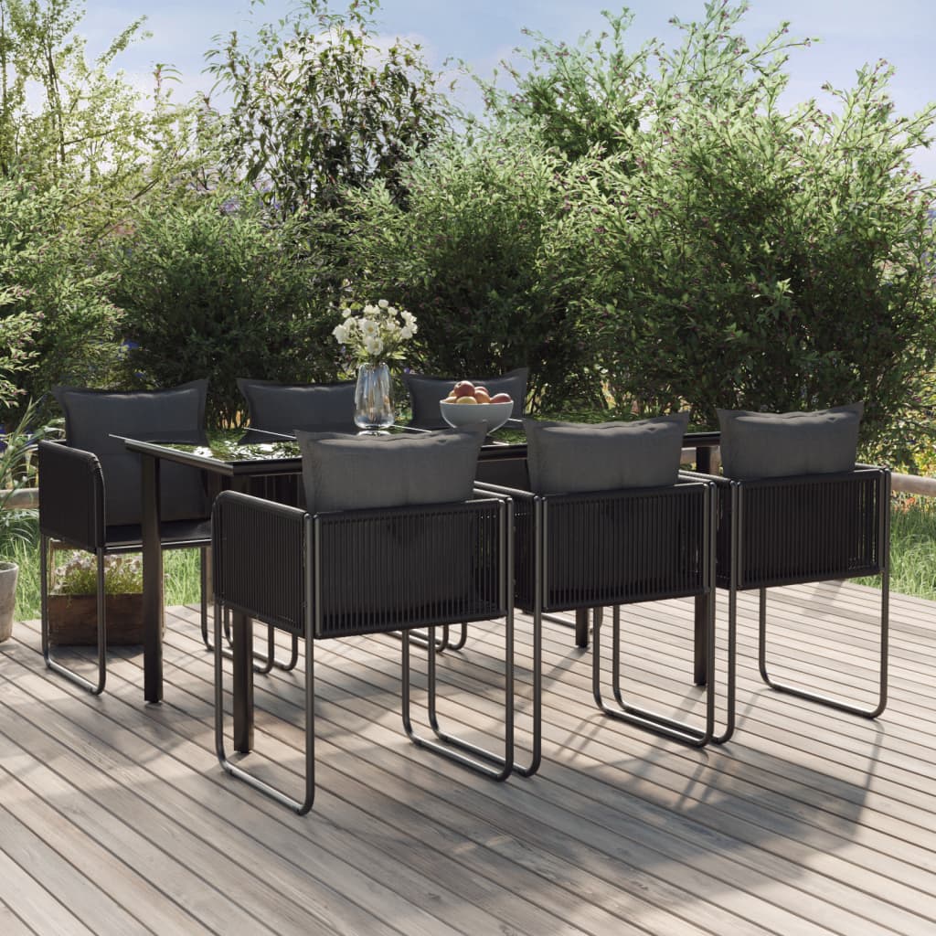 vidaXL 7-tlg. Garten-Essgruppe Schwarz