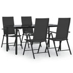 vidaXL 5-tlg. Garten-Essgruppe Schwarz Poly Rattan