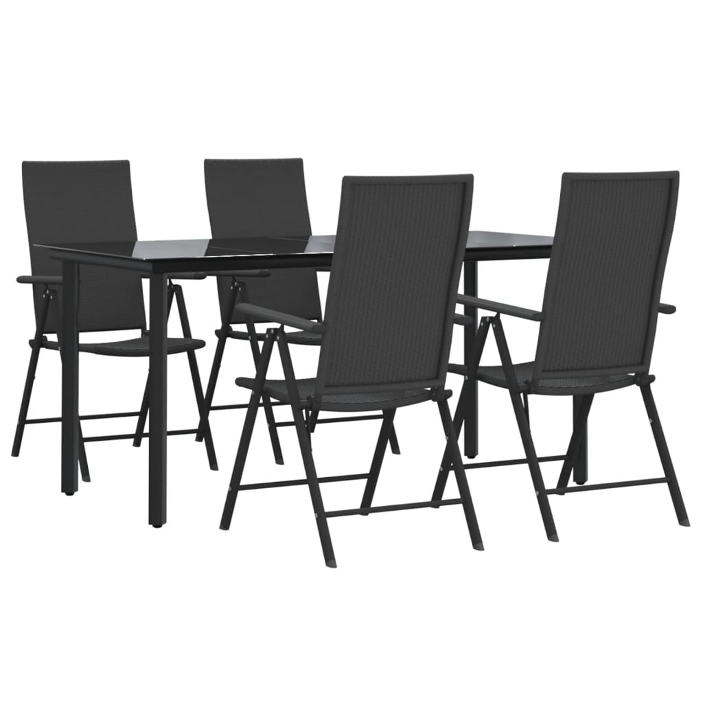 vidaXL 5-tlg. Garten-Essgruppe Schwarz Poly Rattan