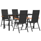 vidaXL 5-tlg. Garten-Essgruppe Schwarz und Braun Poly Rattan